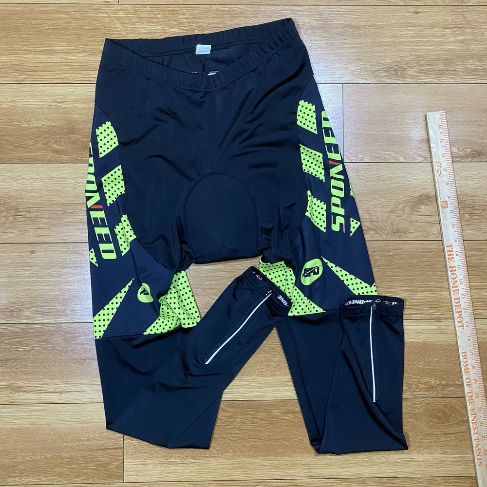 Sponeed Men's Padded Cycling Pants Tights Leggings Size M Black White